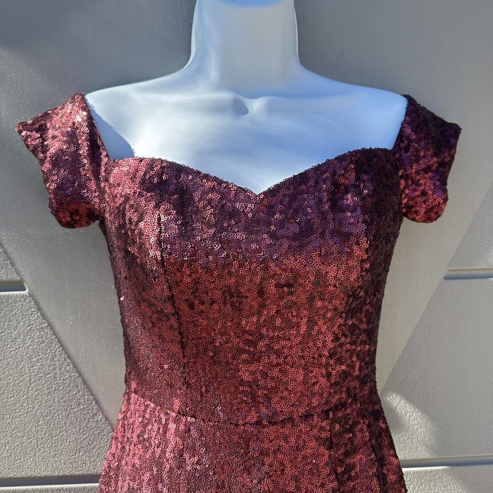 Dress the Population Jada Sequin Off The Shoulder Sweetheart Ruby Red Dress XS - Picture 3 of 8